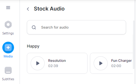 VEED.IO's library of stock audios