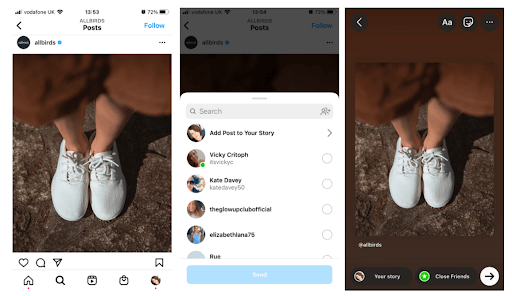 How to repost a feed post to Instagram story