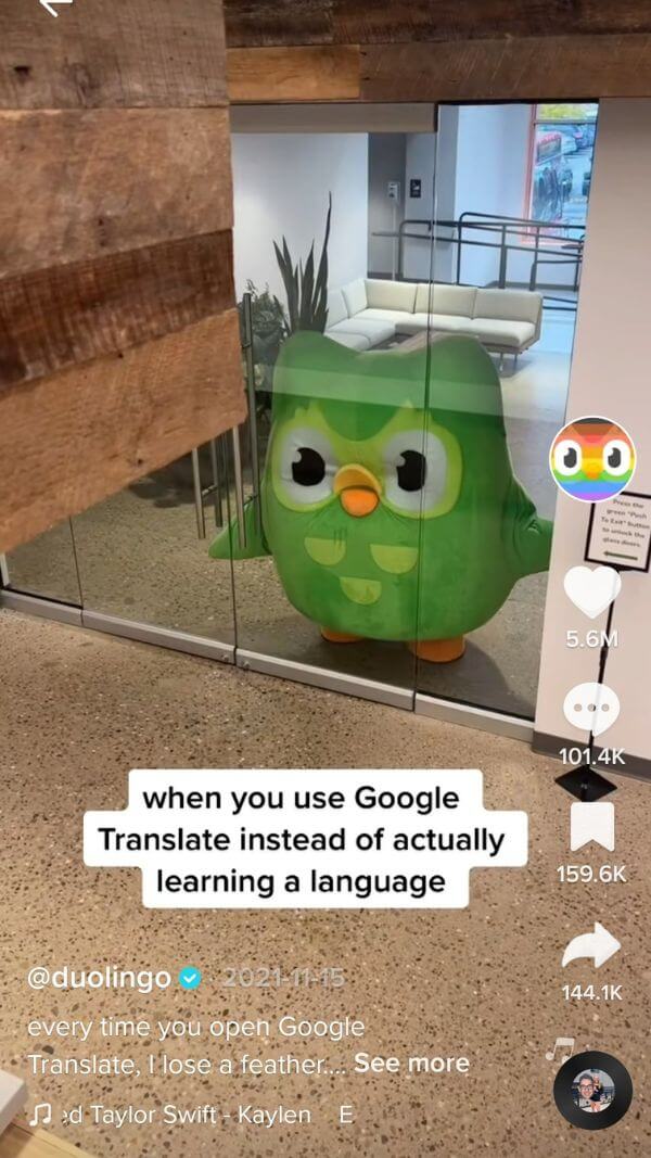 Duolingo's TikTok video on using Google Translate instead of learning a language
