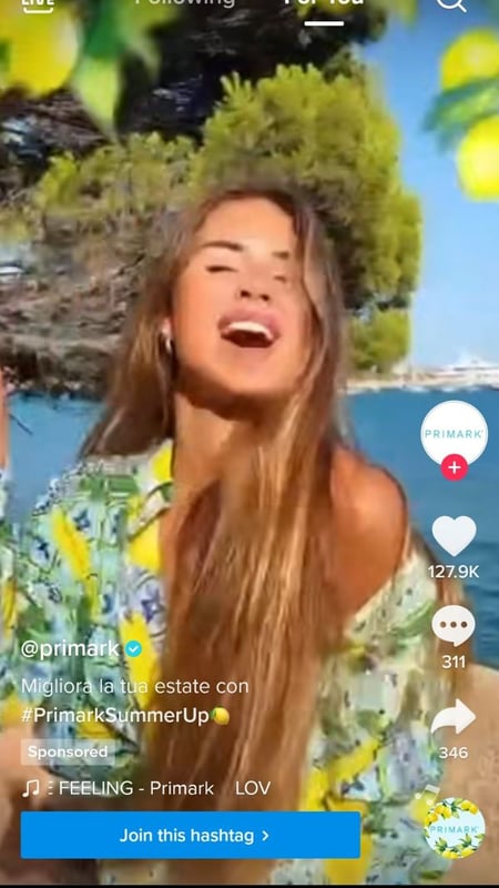 TikTok primark hashtag ad