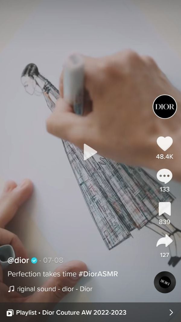 TikTok fashion industry example by dior