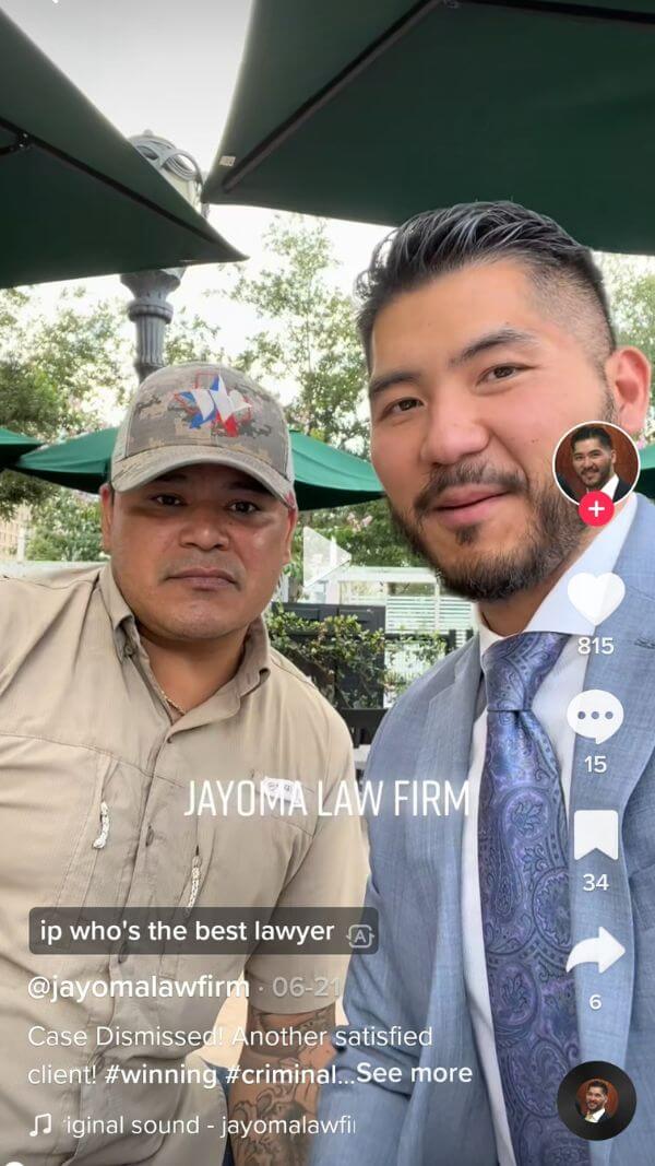 TikTok law firm industry example by jayomalawfirm