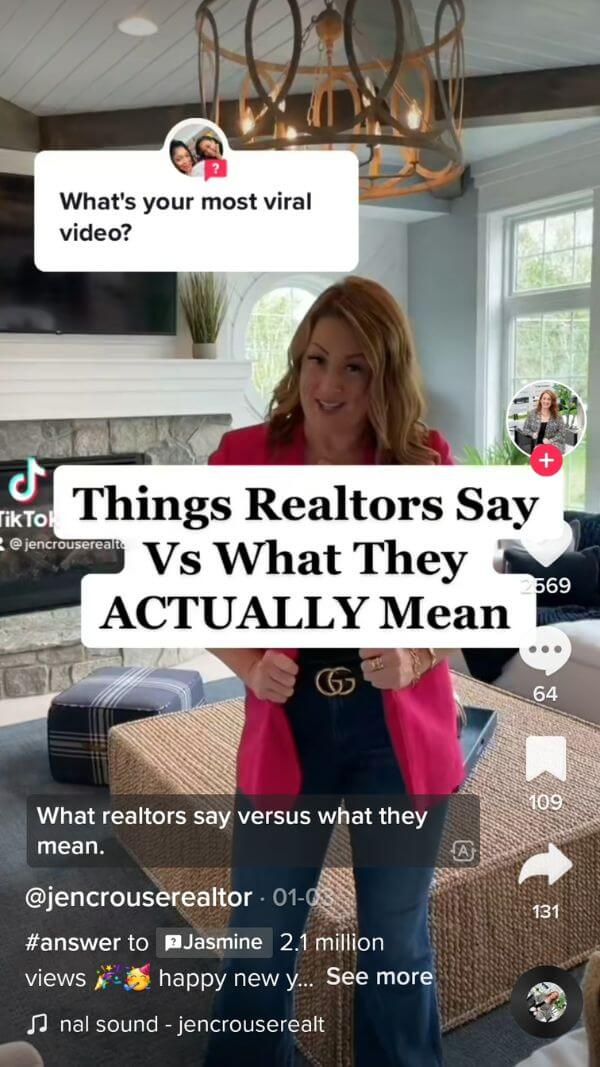 TikTok real estate industry example by jencrouserrealtor