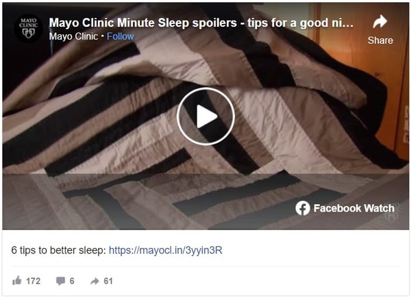 Mayo Clinic minutes videos on Facebook