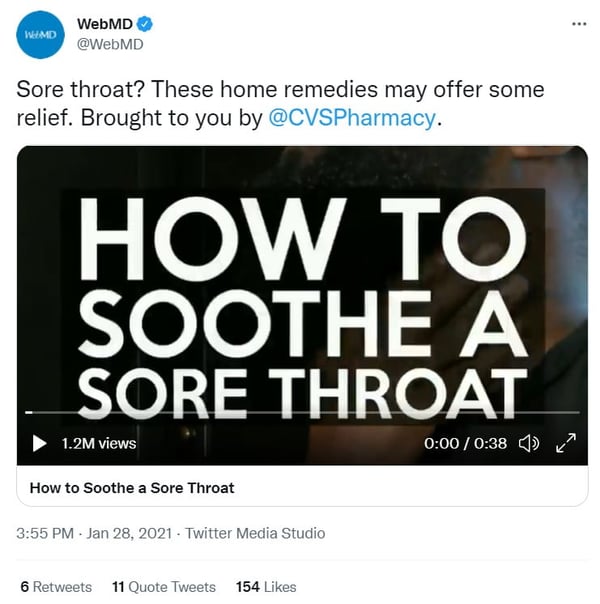 CVS Pharmacy and WebMD collaboration on Twitter