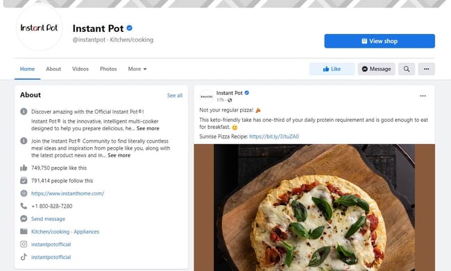 Instant Pot Facebook page