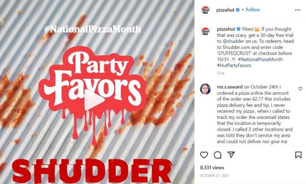 Pizza Hut and Shudder collaboration