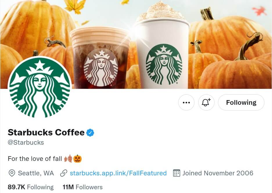 Starbuck coffee Twitter autumn cover photo
