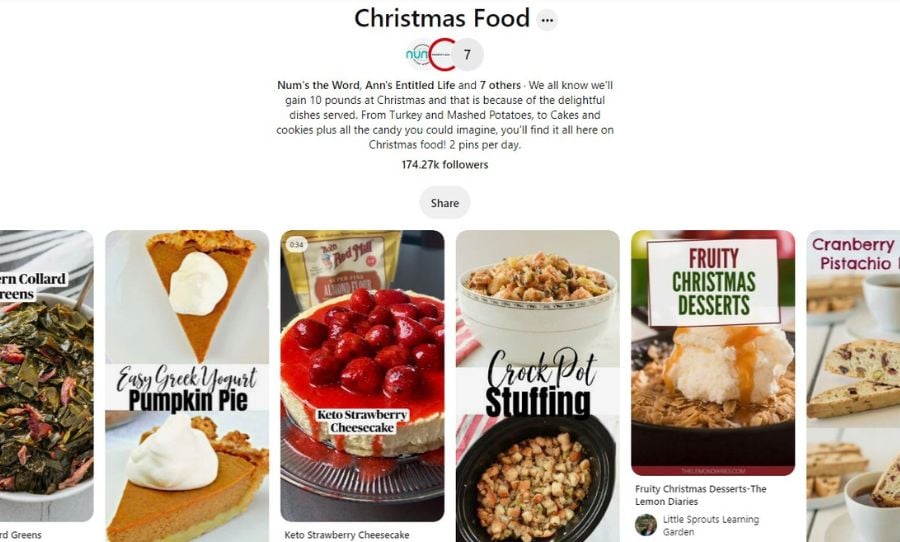Christmas recipes on Pinterest board