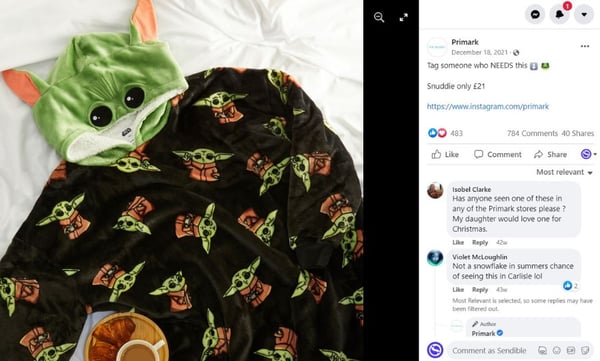 Primark's Facebook post - Tag a friend