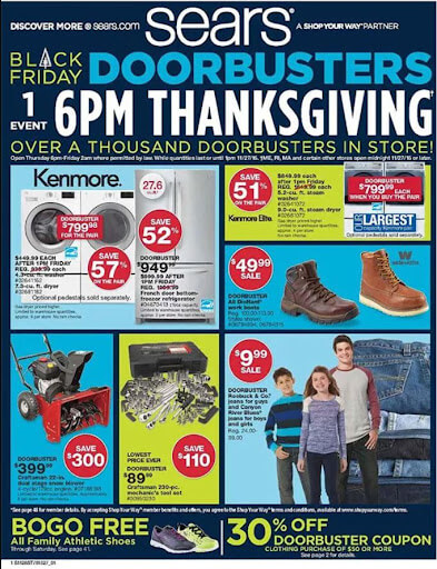 An example of Sears' Thanksgiving, cash-only sale.