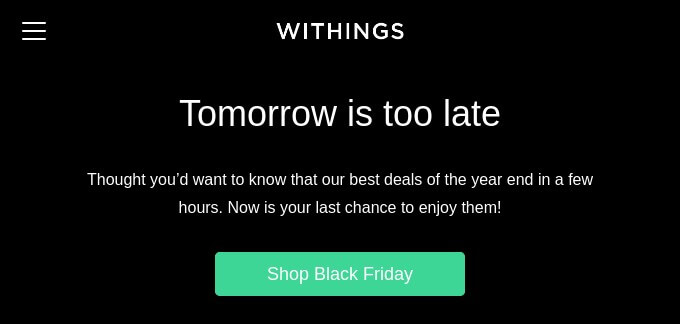 A screenshot of Withings sales banner saying Tomorrow is too late