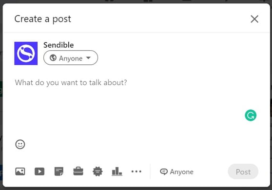 A screenshot of LinkedIn's create a post box
