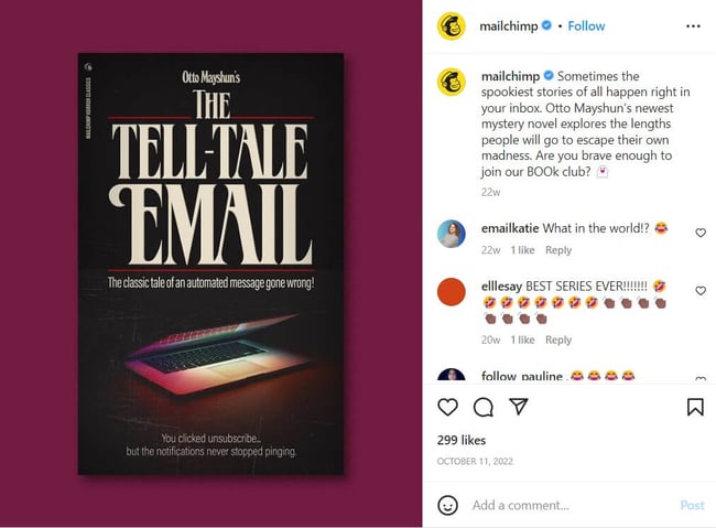 social-media-style-guide-for-marketing-agency-mailchimp-tell-tale-email-instagram-post