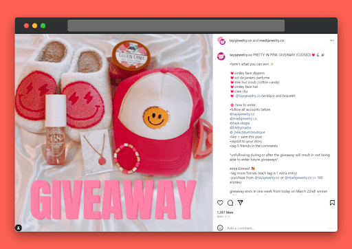 An example of an Instagram Collaborative post with a giveaway.