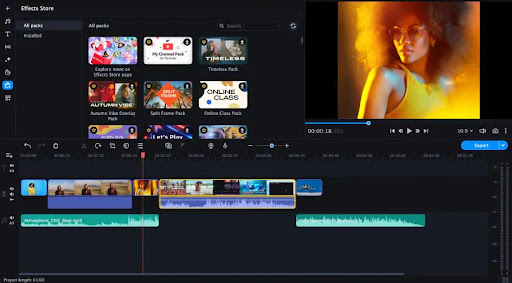 A screenshot of a TikTok video editing app Movavi
