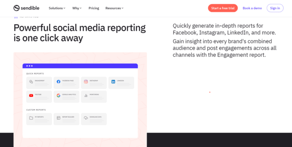 An example of Sendible’s social media reporting tool