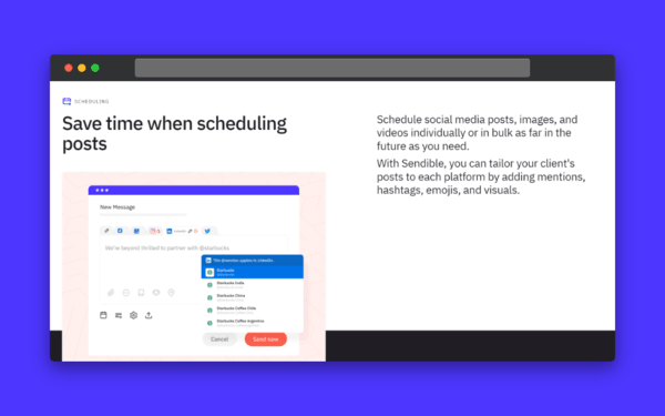 An example of how Sendible can help you save time scheduling social media posts