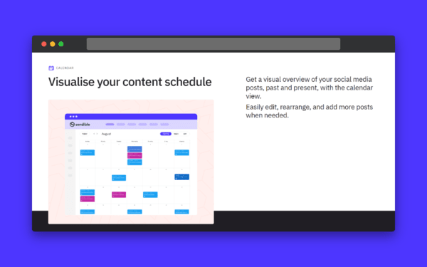 An example of Sendible’s content calendar view