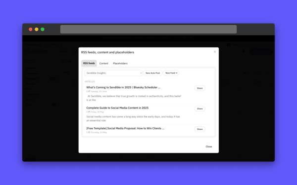 How to Use RSS Feeds for Social Media Content RSS feed option sendible