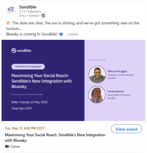 Social Media Lead Generation: How to Do It Right in 2025 sendible post about bluesky integration