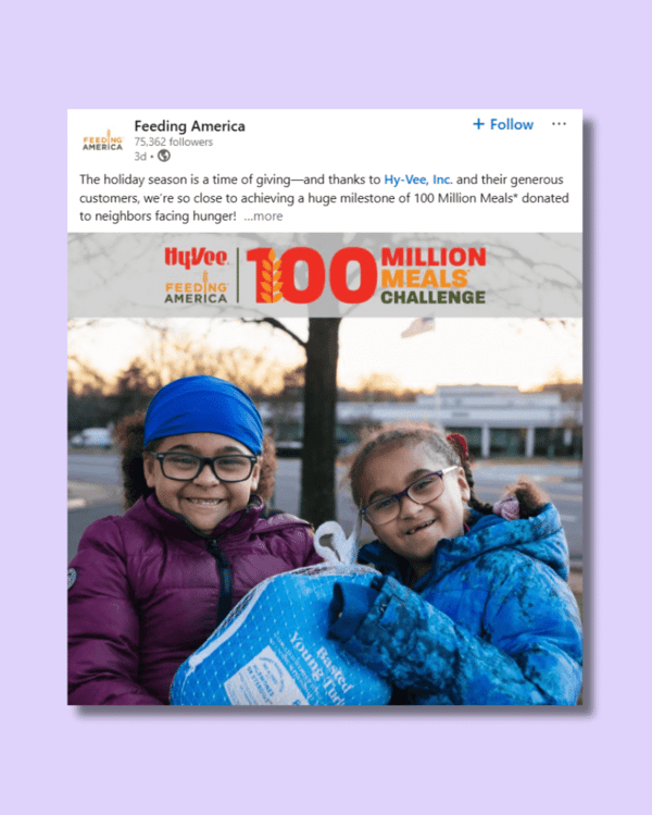 social-media-management-for-nonprofits-feeding-america-linkedin-post-1