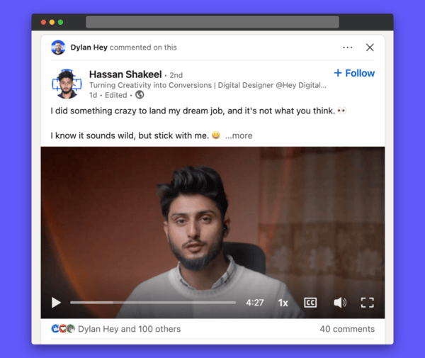 example of a high-quality LinkedIn video from Hassan Shakeel