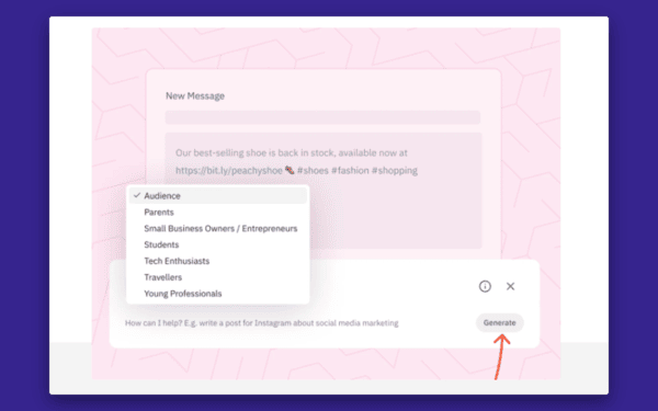 Sendible’s AI Assist helps you improve post performance by targeting specific demographics