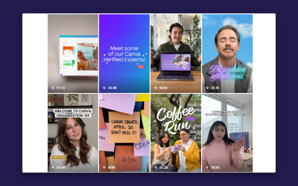 Canva uses different thumbnail styles to differentiate its Reels on the Instagram feed