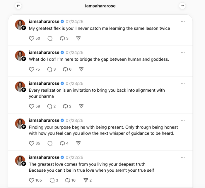 Examples of Threads posts that use white space