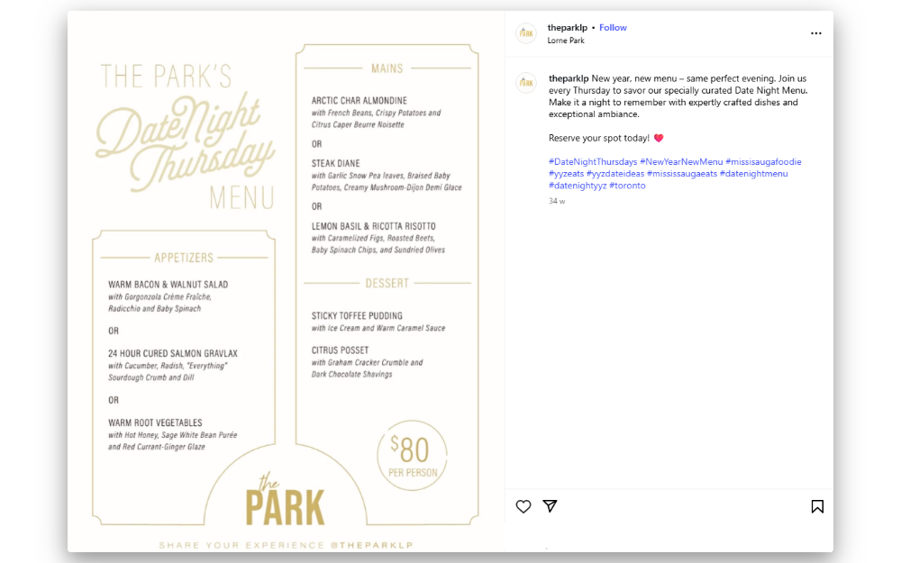 date night ideas instagram post screenshot