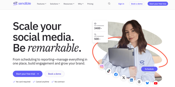best social media management tools for veterinarian clinics sendible homepage