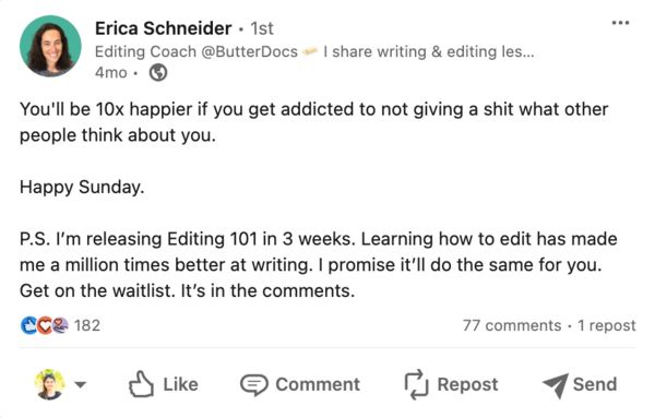 linkedin post ideas erica schneider