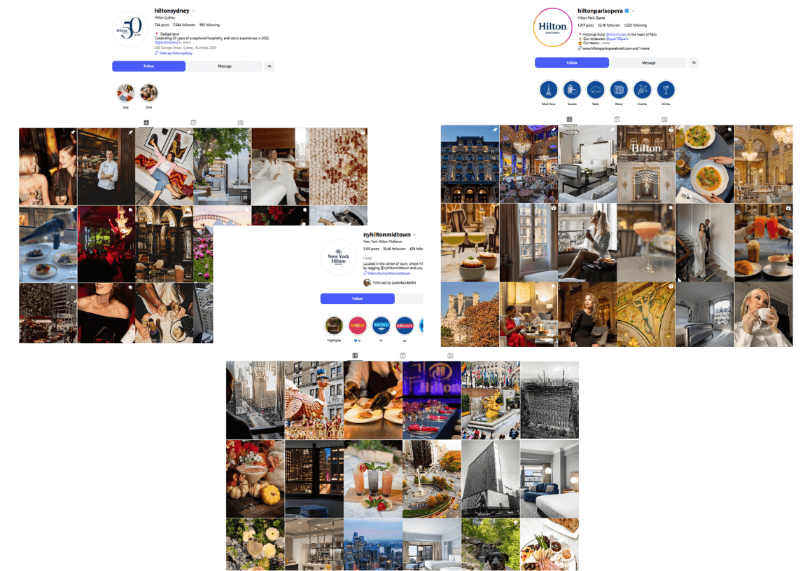 social-media-marketing-for-hotels-hilton-paris-sydney-newyork-instagram