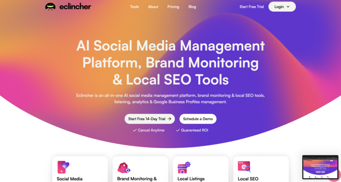 Best Social Media Management Tools for Dental Clinics eclincher homepage