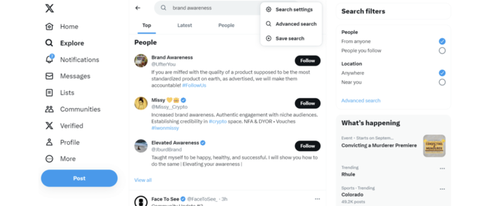Twitter (X) advanced search people filter screenshot