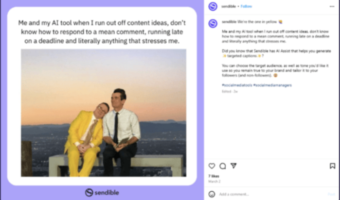 how to use pov in social media sendible Instagram post screenshot