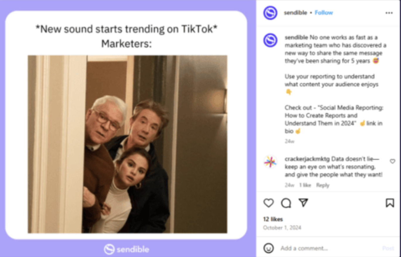 how to use pov in social media sendible instagram screenshot marketers meme