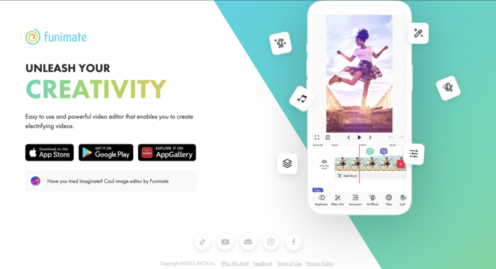 tiktok video editors funimate homepage screenshot