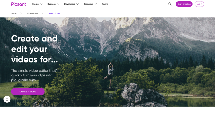 tiktok video editors picsart homepage screenshot
