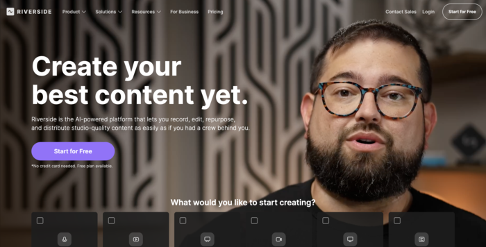 tiktok video editors riverside homepage screenshot