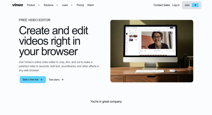 tiktok video editors vimeo homepage screenshot