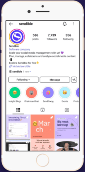 Instagram highlights sendible screenshot