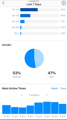 best time to post on Instagram last 7 days data screenshot