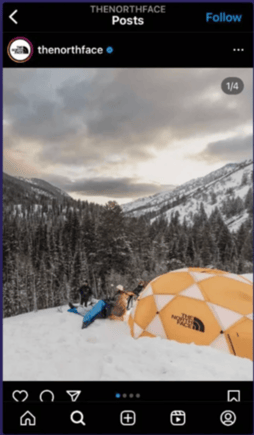 best time to post on Instagram northface example screenshot