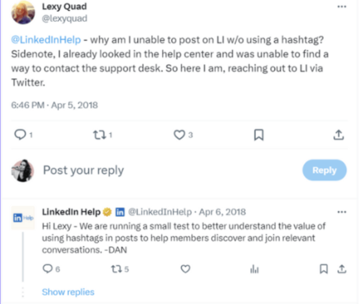linkedin hashtags example screenshot