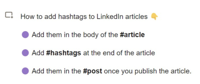 linkedin hashtags how to add to articles
