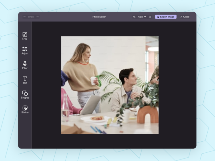 linkedin post size photo editor screenshot