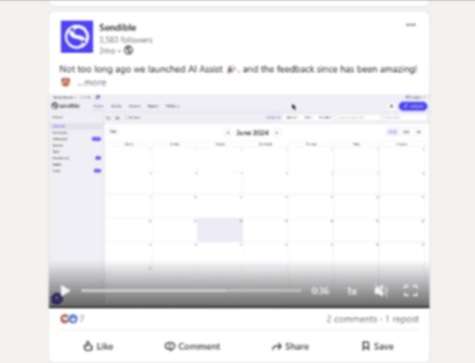 linkedin post size sendible calendar screenshot