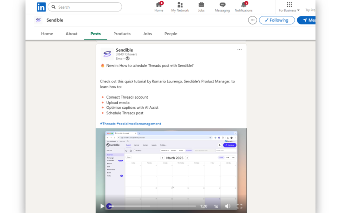 social media video specs LinkedIn Video Ex. SS